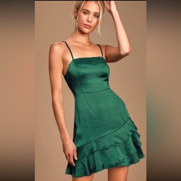 Speechless Dresses & Skirts - Speechless Y2K Hunter Green Coquette Satin Mini Babydoll Sleeveless Dress Z 13